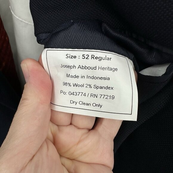 JOSEPH ABBOUD HERITAGE jacket blazer sport coat modern fit stretch navy blue 52R - Picture 1 of 9